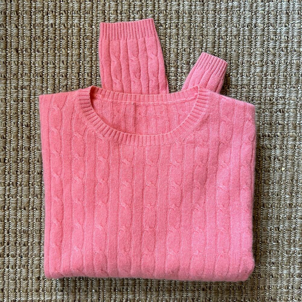 Classic 1980s Pink Cashmere Cable Knit Sweater